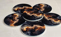 AI24062C Abstract Black & Gold Lave Marble Design -  Round Ceramic Coasters- Set of 6, gift for all occasions, Designed and made in Britain