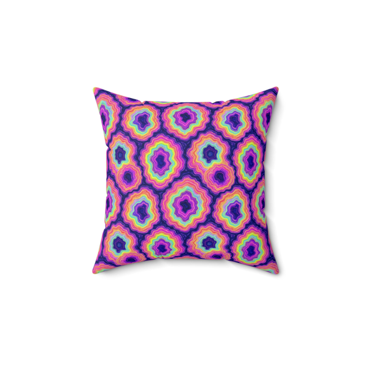 Agate Geode Halo Faux Suede Cushion – Holographic-Look Fluid Art Pattern