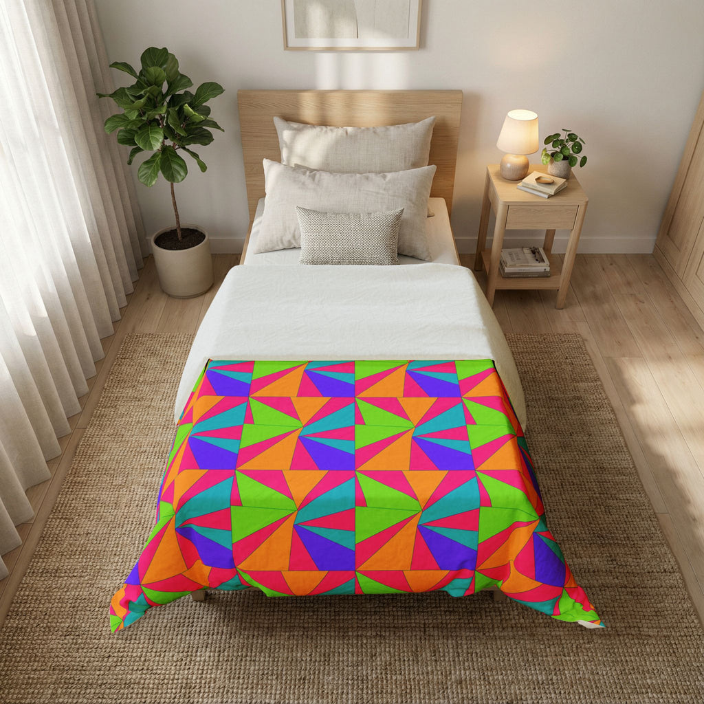 Cubist Sunburst Blocks Cotton Duvet Cover – Tropical Punch