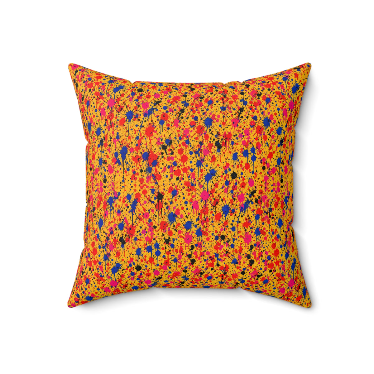 Layered Drip Spray Faux Suede Cushion – Paint Splatter Pattern