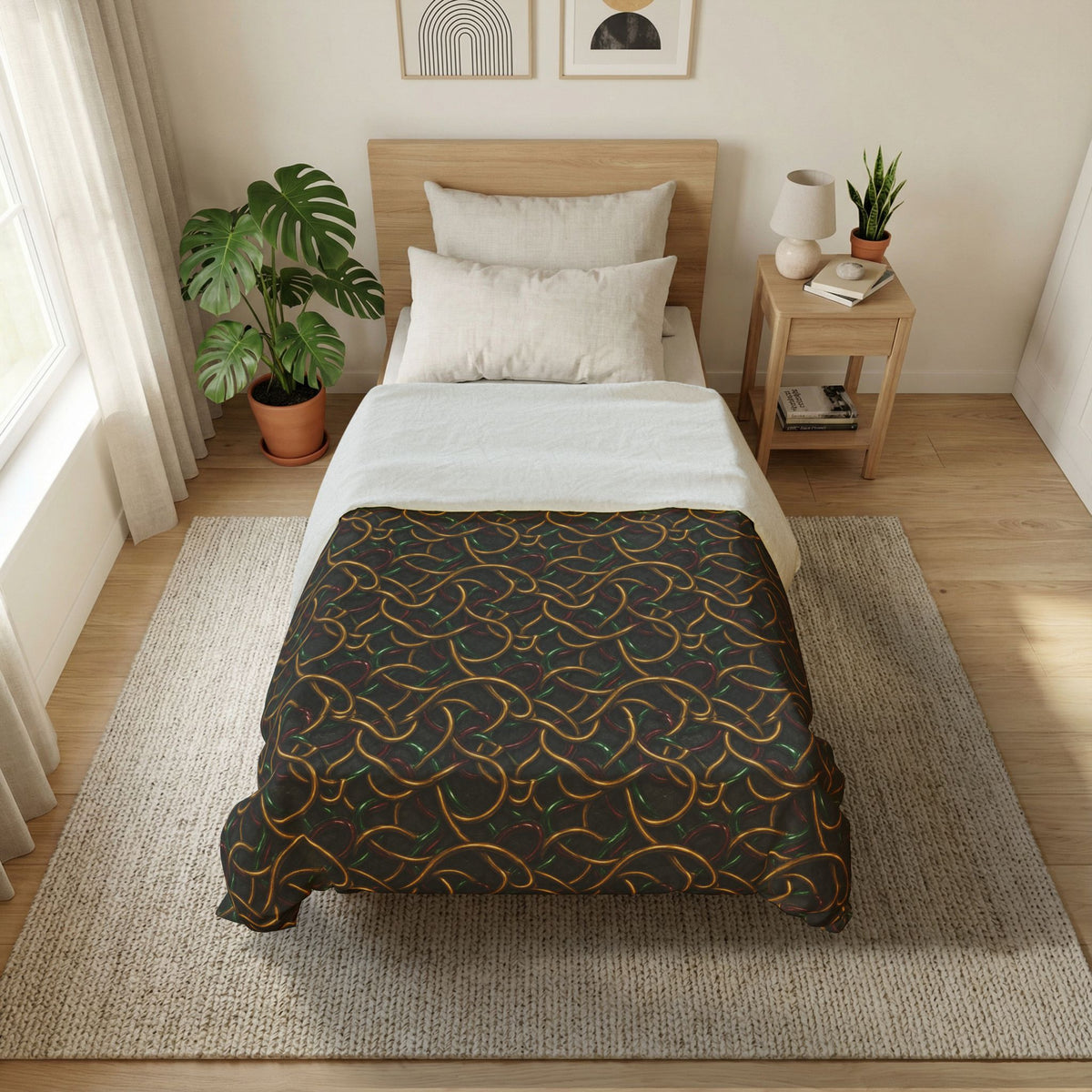 Jewel Metal Weave Cotton Duvet Cover – Holographic-Look Metal Pattern