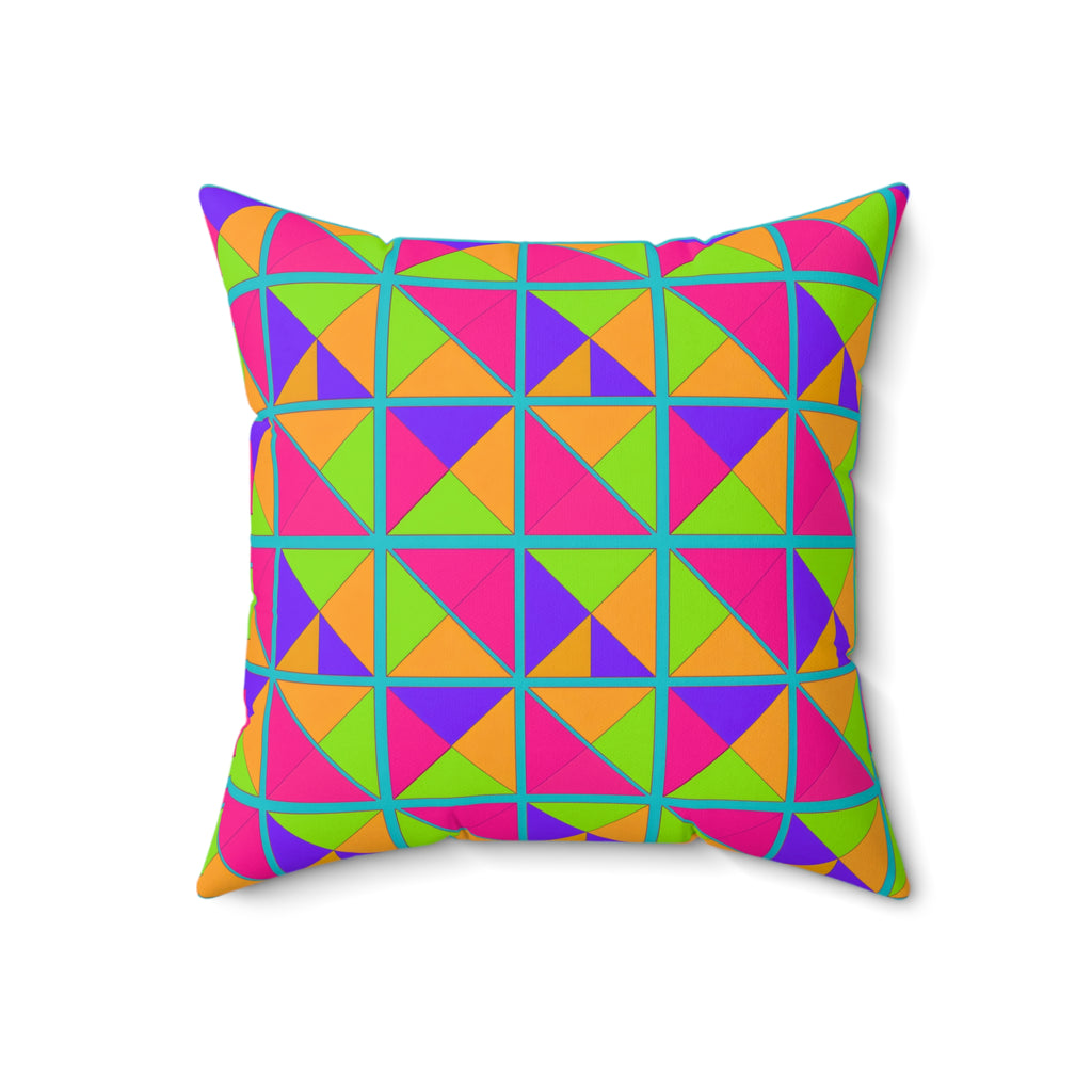 Split Square Fiesta Faux Suede Cushion – Tropical Punch