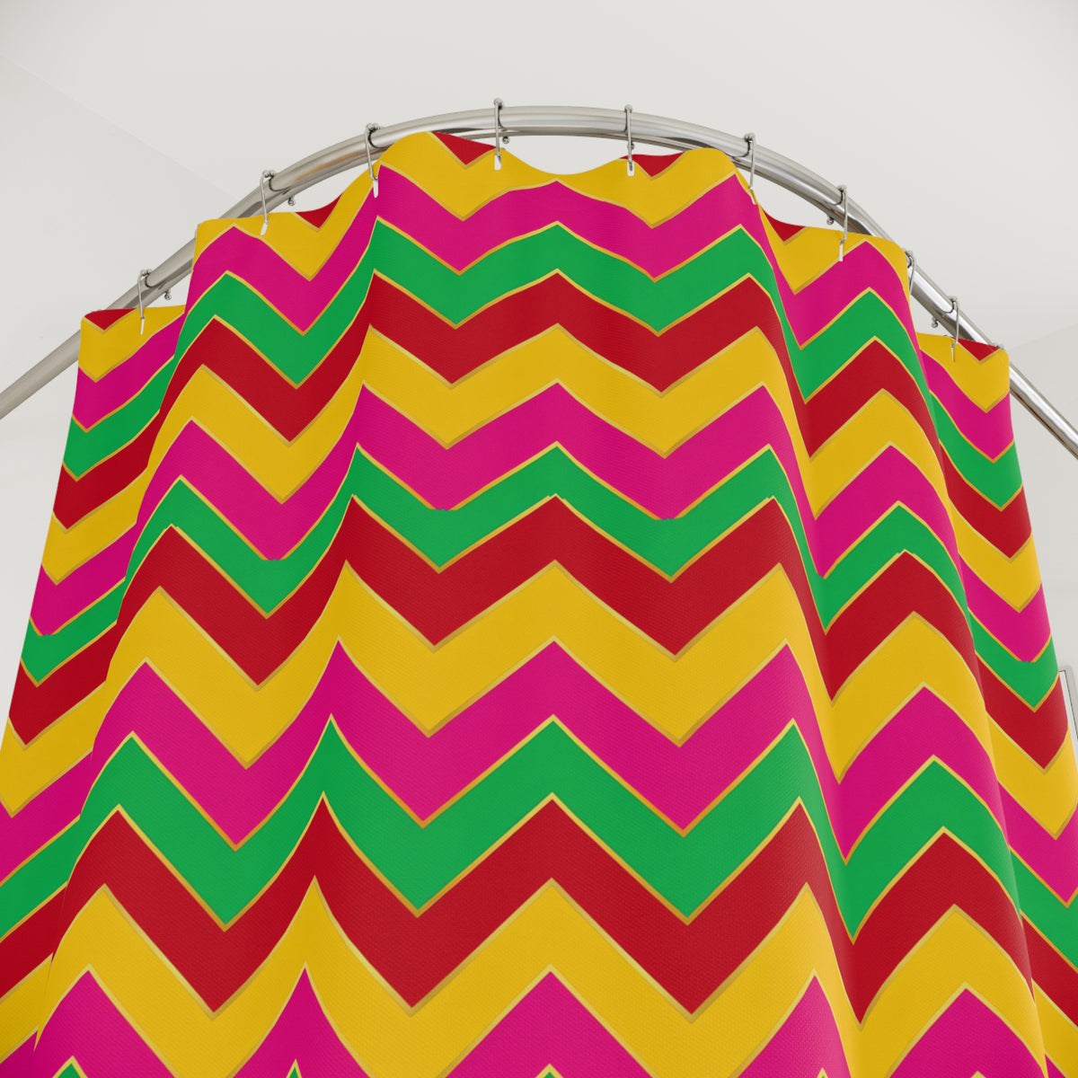 Jewel Chevron Bands Shower Curtain – Chevron Geometric Pattern