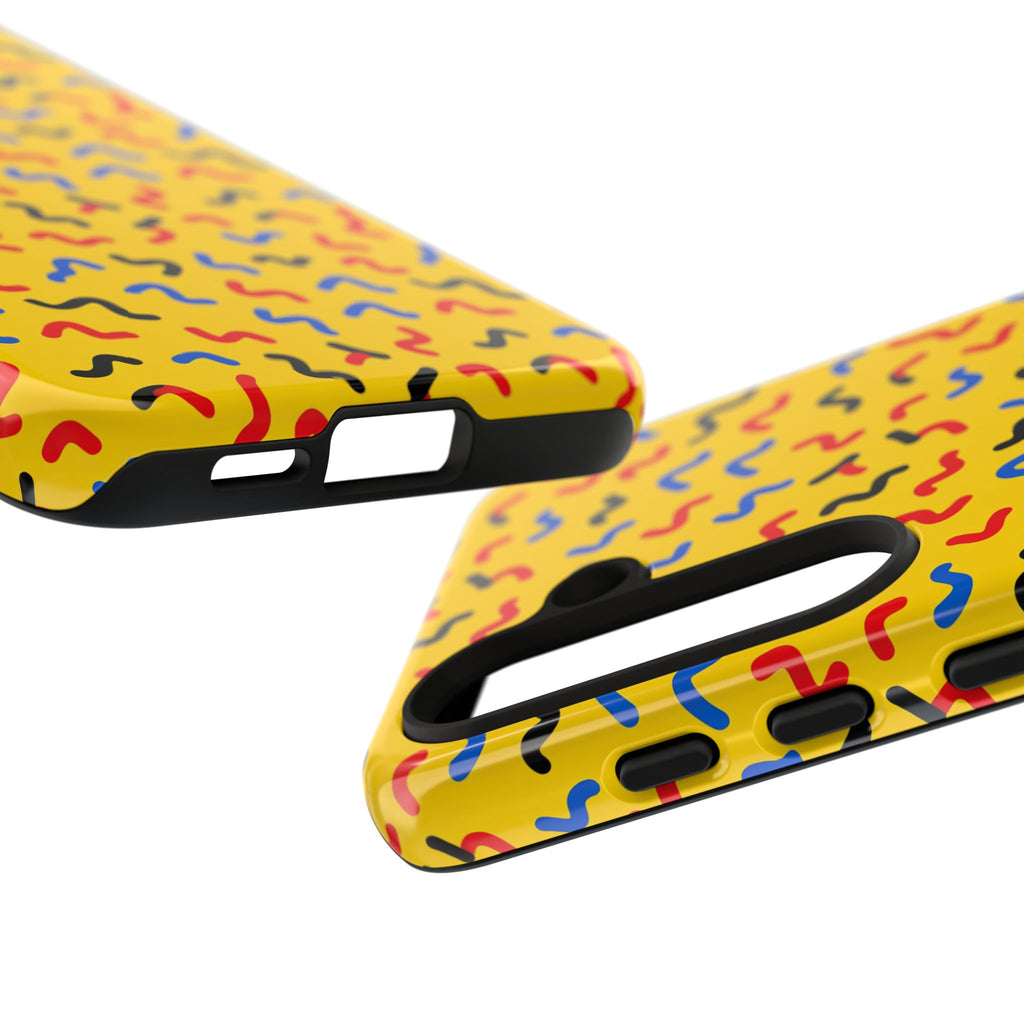 Squiggle Strokes Yellow Tough Phone Case – Bold Primary Abstract Pattern