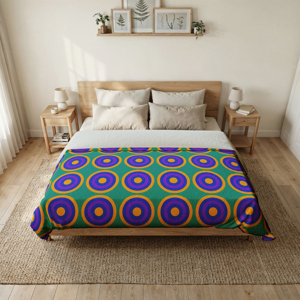 Mega Ring Grid Cotton Duvet Cover – Peacock Jewel