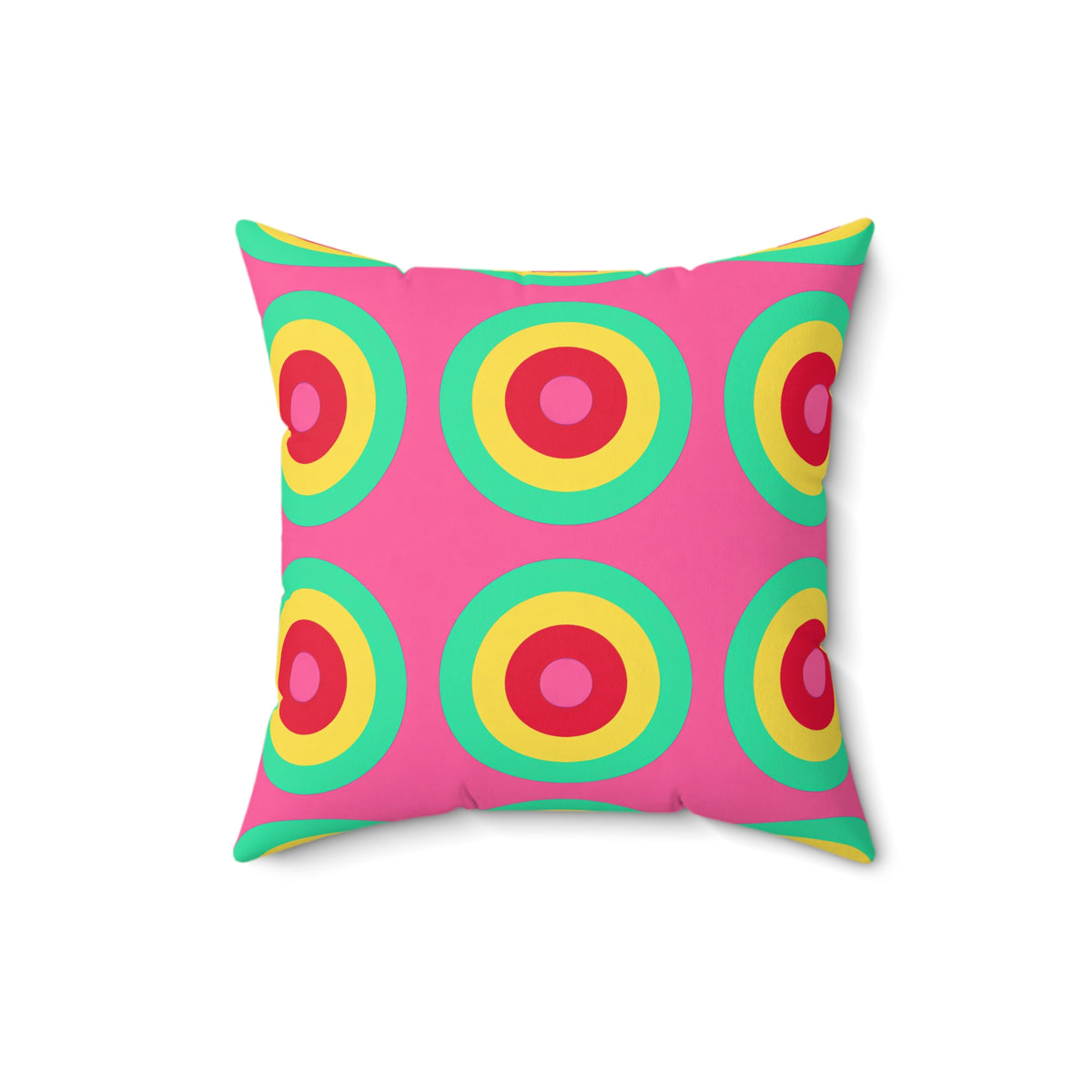 Giant Op-Art Jewel Rings Faux Suede Cushion – Candy Christmas