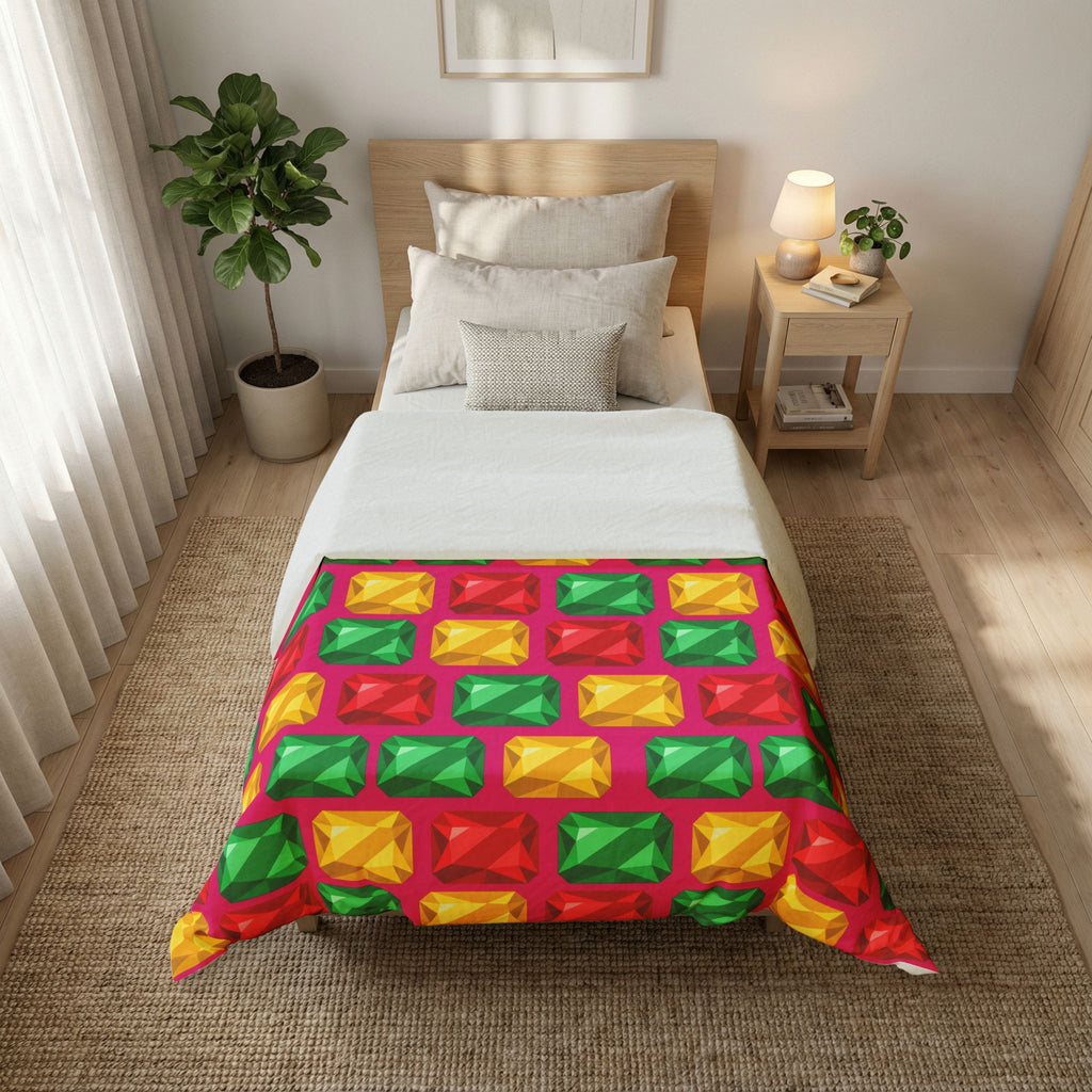 Big Stacked Gem Bars Cotton Duvet Cover – Geometric Blocks Pattern
