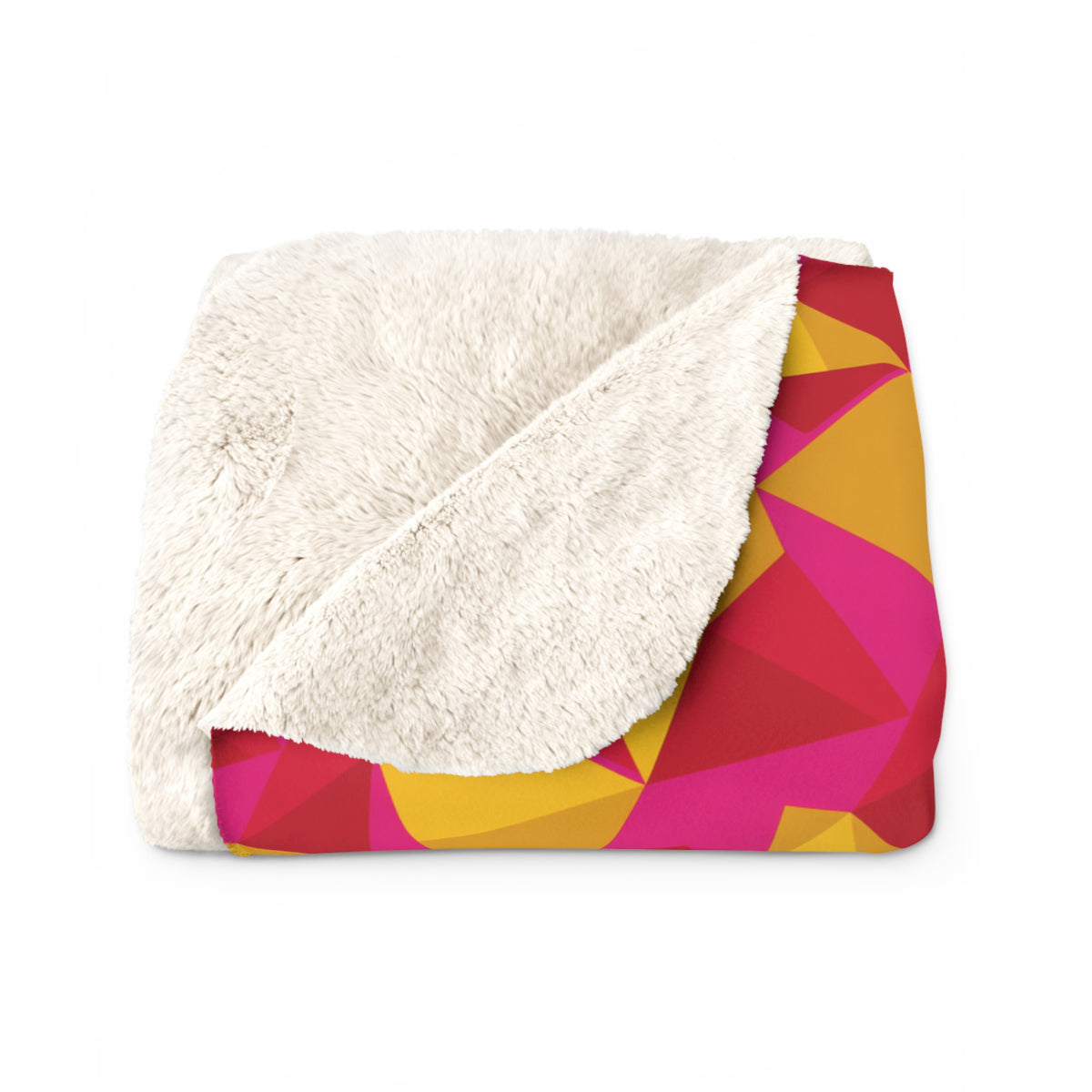 Faceted Gold Panels Sherpa Fleece Blanket – Faceted Gem Geometric Pattern