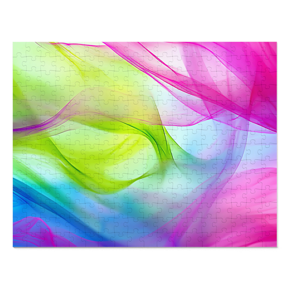 Silk Smoke Waves Jigsaw Puzzle with Tin – Flowing Abstract Art