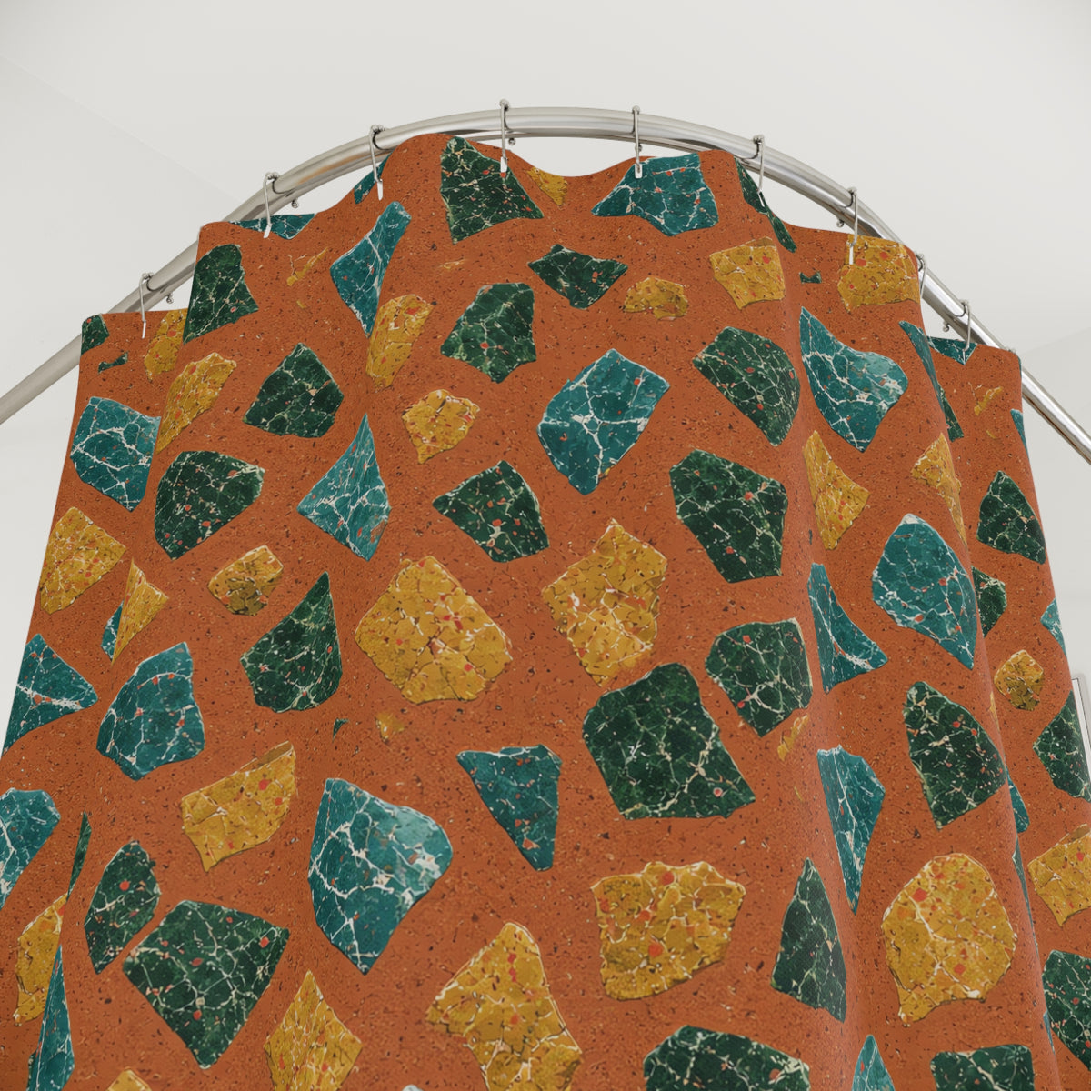 Marble Fragment Toss Shower Curtain – Terrazzo Pattern