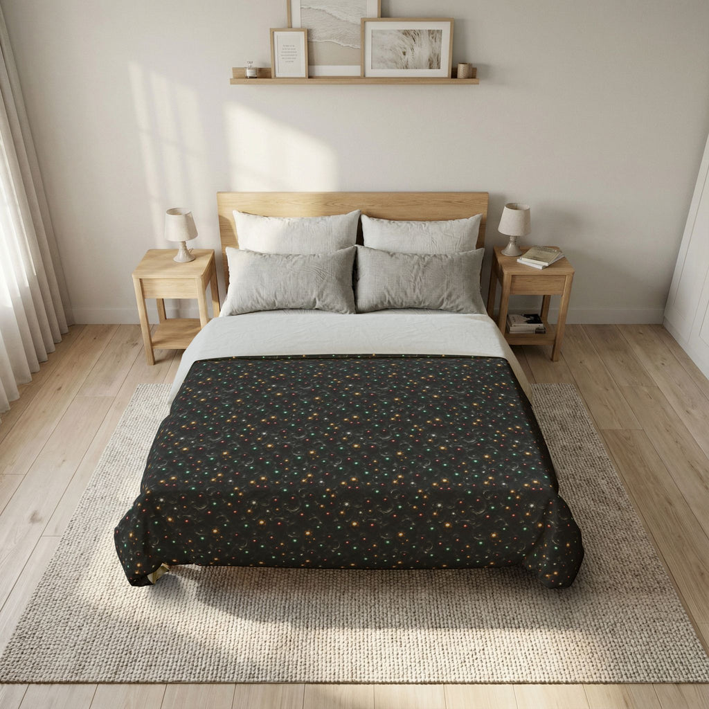 Jewel Bubble Clusters Cotton Duvet Cover – Liquid Chrome Pattern