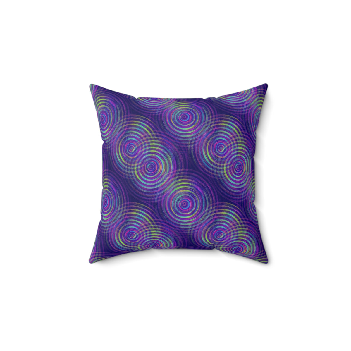 Holo Ripple Rings Faux Suede Cushion – Op-Art Holographic-Look Pattern