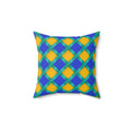 Broad Gold Diamond Trellis Faux Suede Cushion – Peacock Jewel