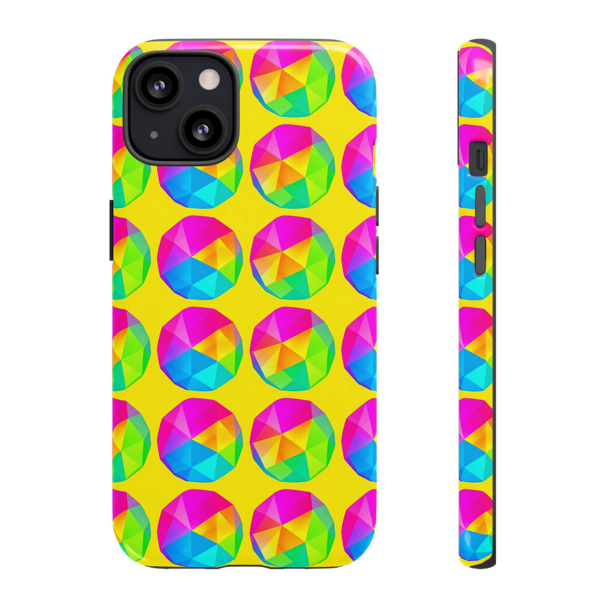 Holo Pebble Prisms Tough Phone Case – Iridescent Geometric Pattern