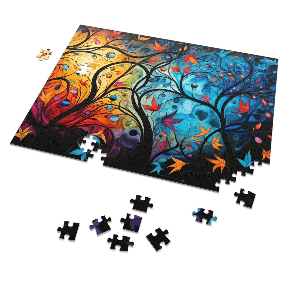 Glowing Autumn Woodland Jigsaw Puzzle with Tin – Luminous Art-Print Style