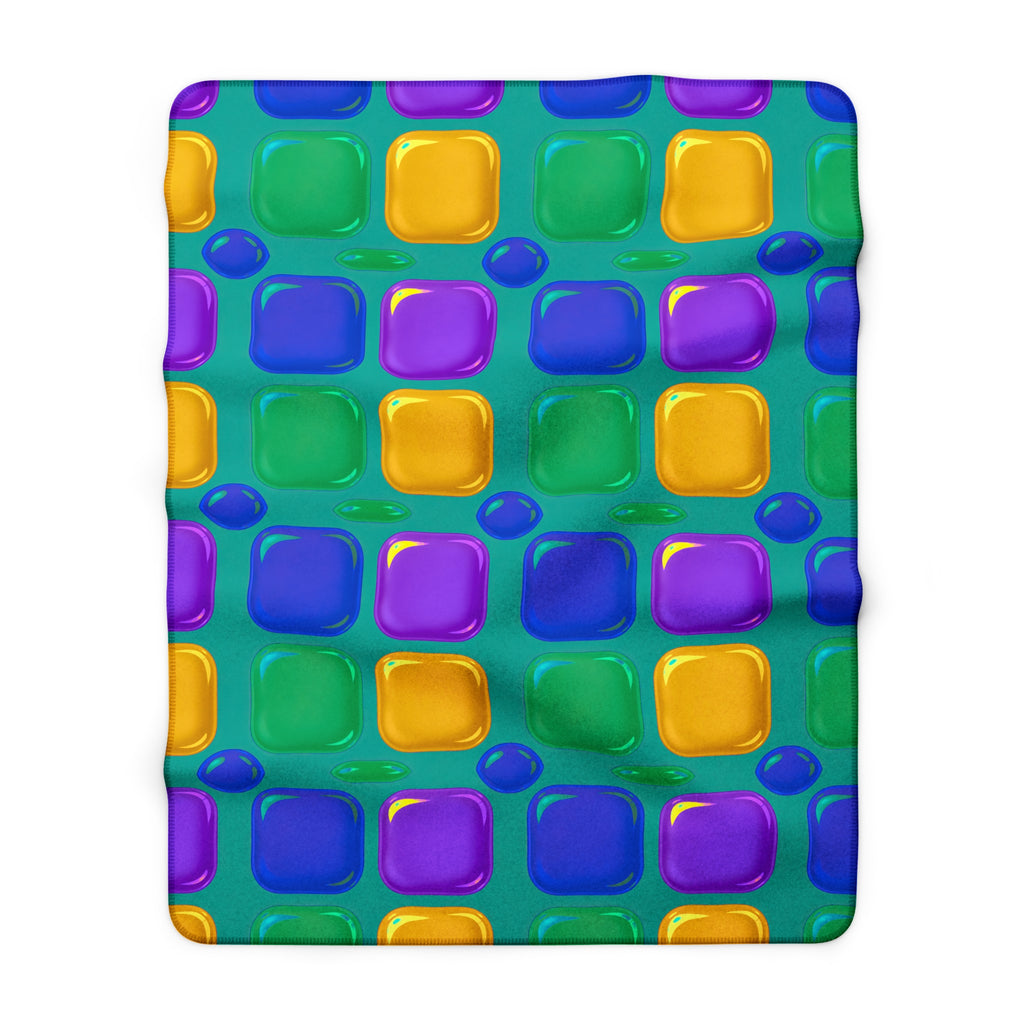 Giant Puffy Glass Cushions Sherpa Fleece Blanket – Peacock Jewel