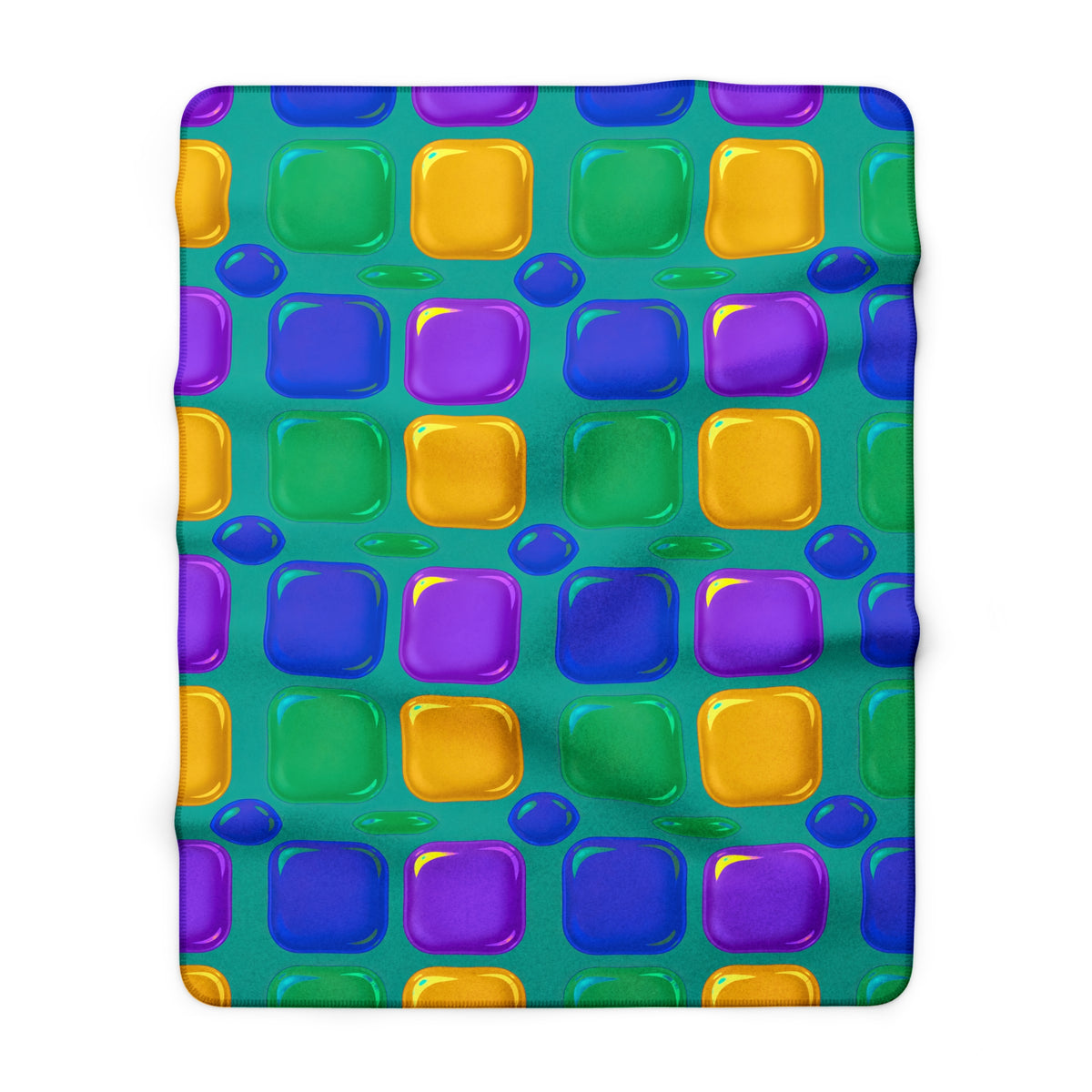 Giant Puffy Glass Cushions Sherpa Fleece Blanket – Peacock Jewel