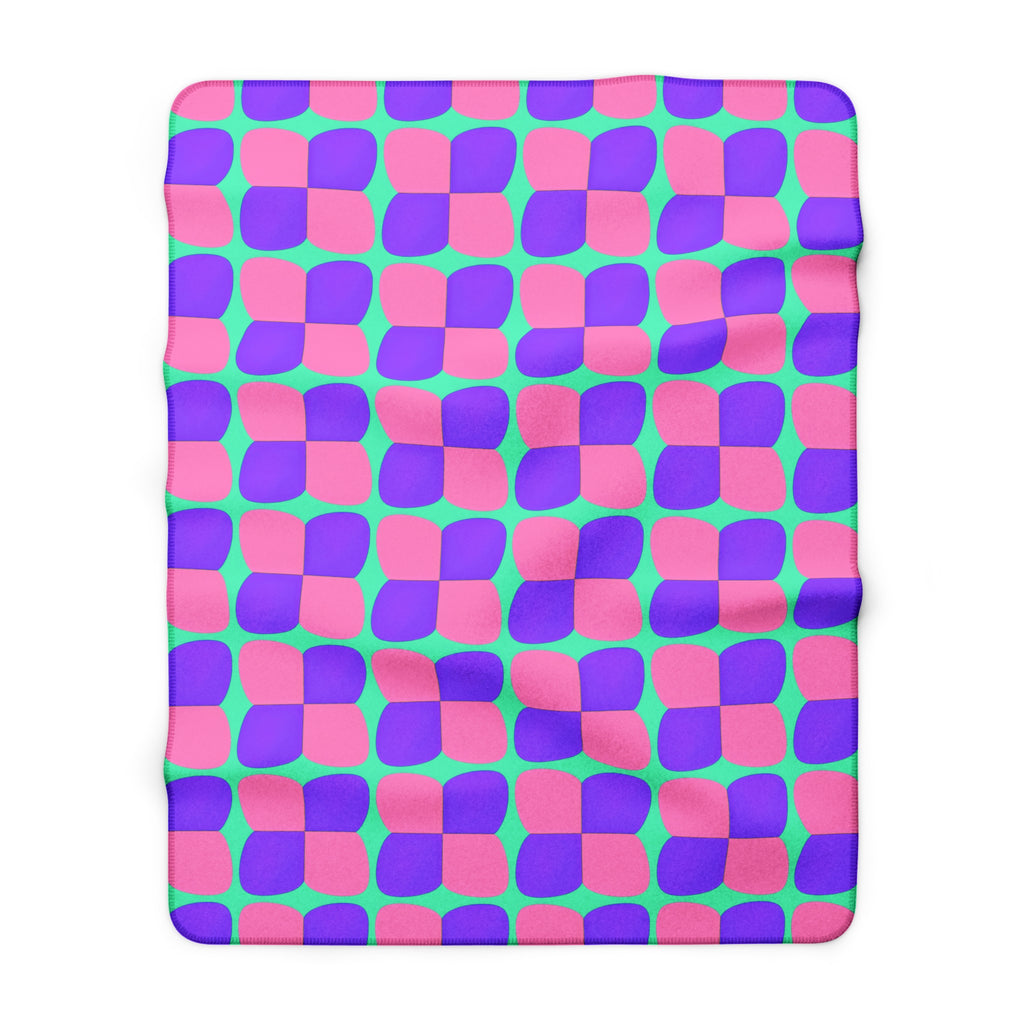 Bold Bulge Checker Sherpa Fleece Blanket – Candy Pastel on Grape