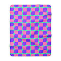Bold Bulge Checker Sherpa Fleece Blanket – Candy Pastel on Grape
