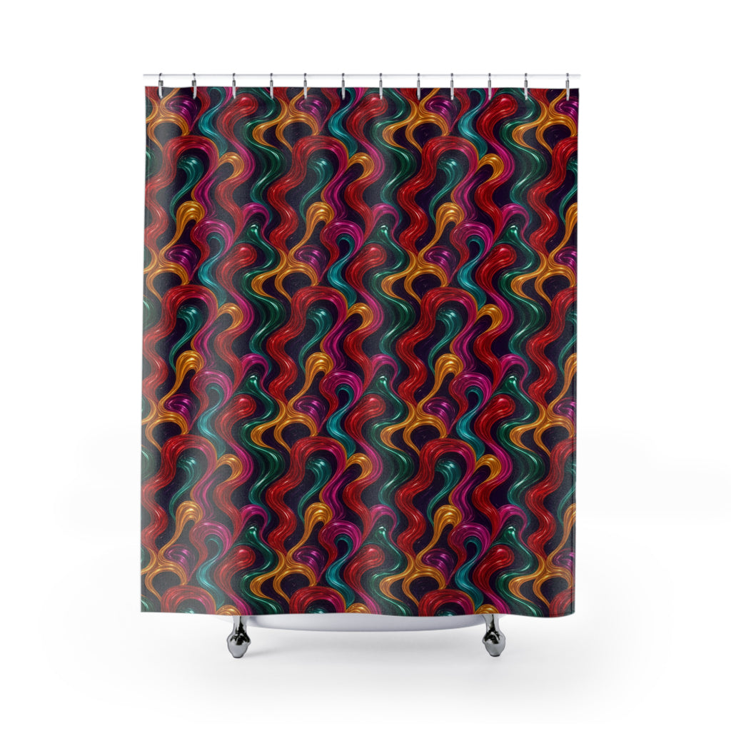 Molten Candy Ribbons Shower Curtain – Psychedelic Pop Pattern