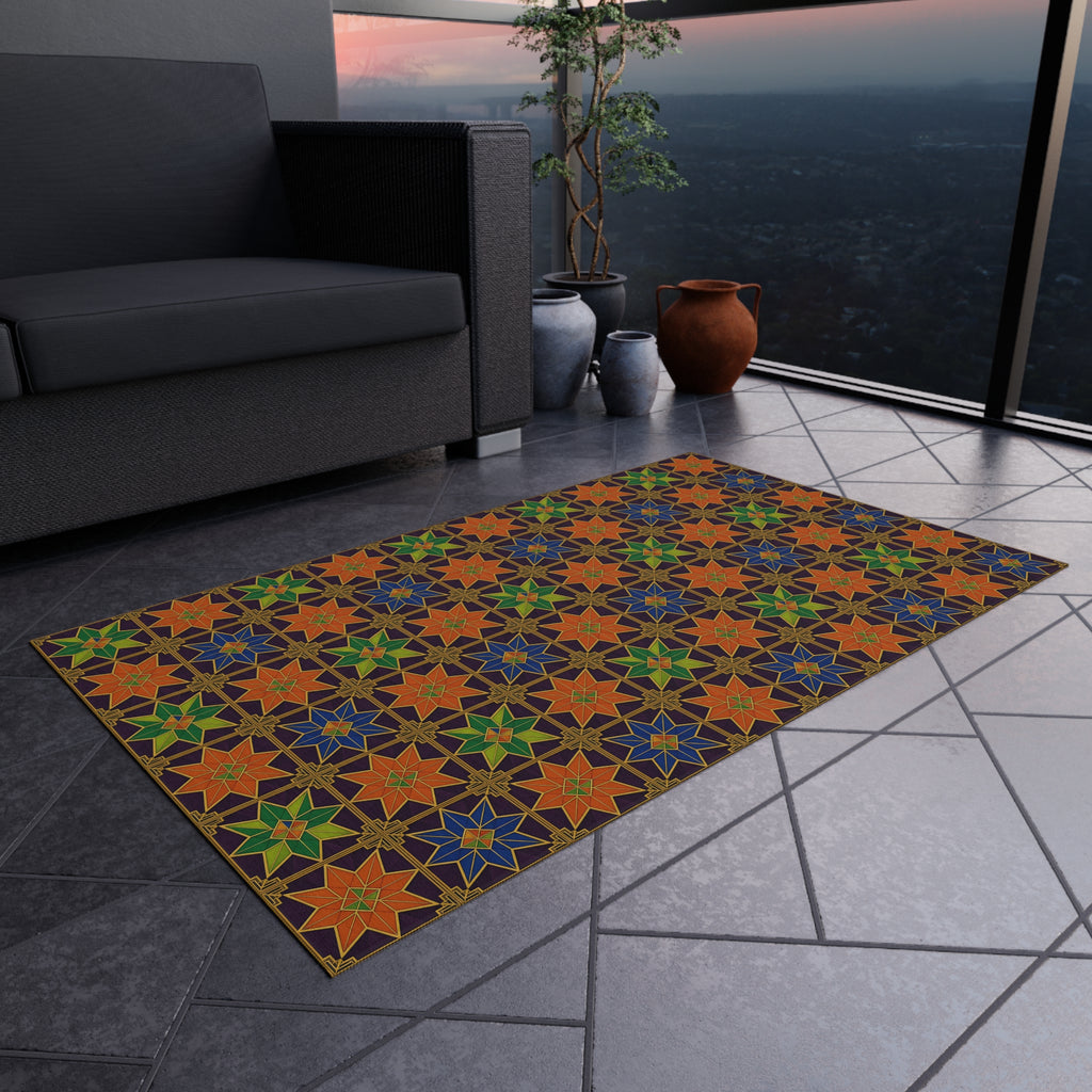 Deco Star Tiles Outdoor Rug – Kaleidoscopic Deco Pattern