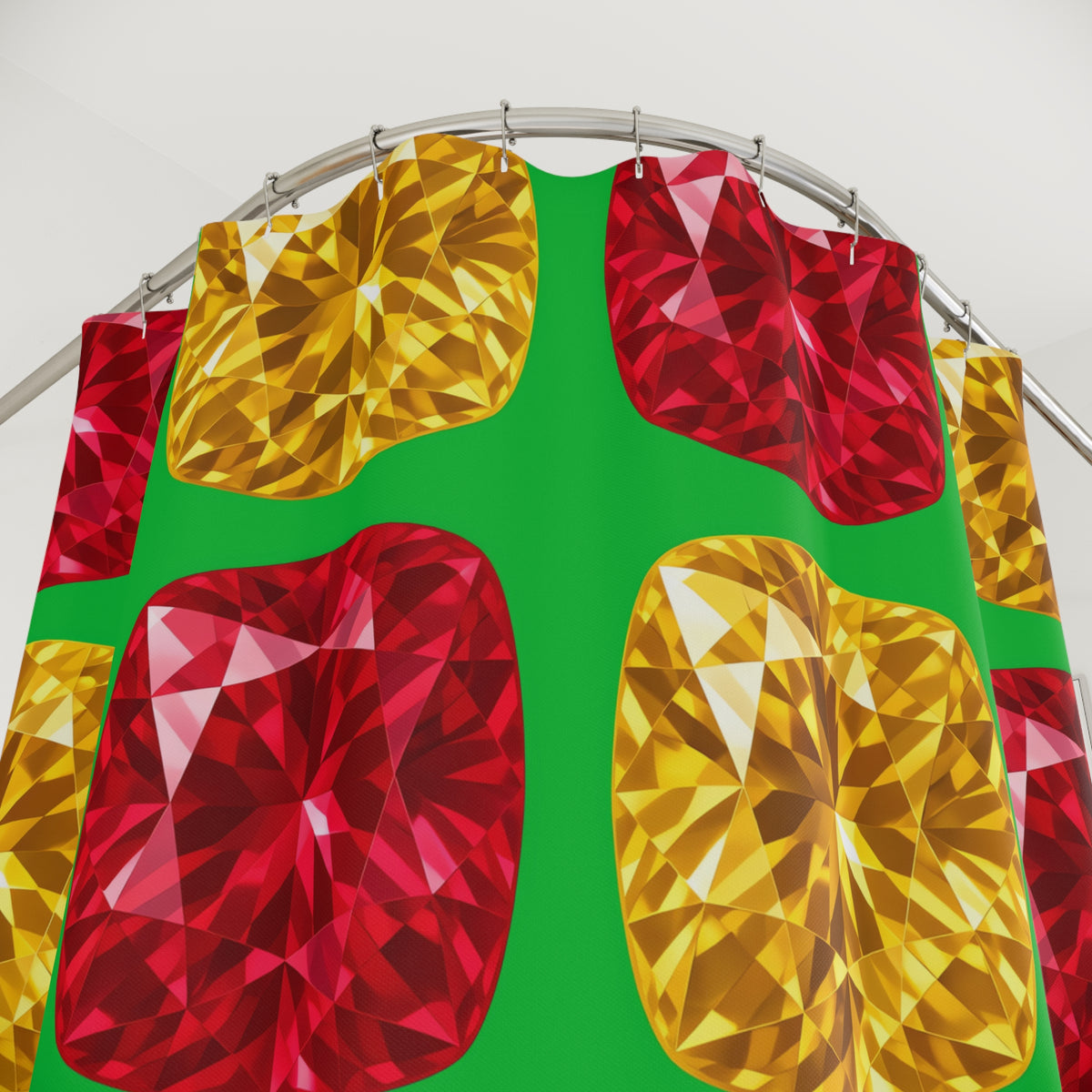 Giant Cut Gem Grid Shower Curtain – Faceted Gem Geometric Pattern