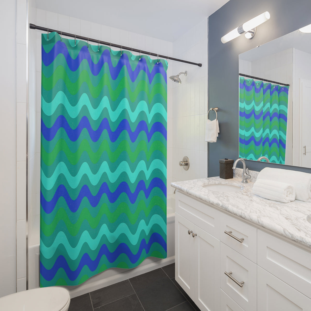 Big Ripple Chevrons Shower Curtain – Ocean Jewel