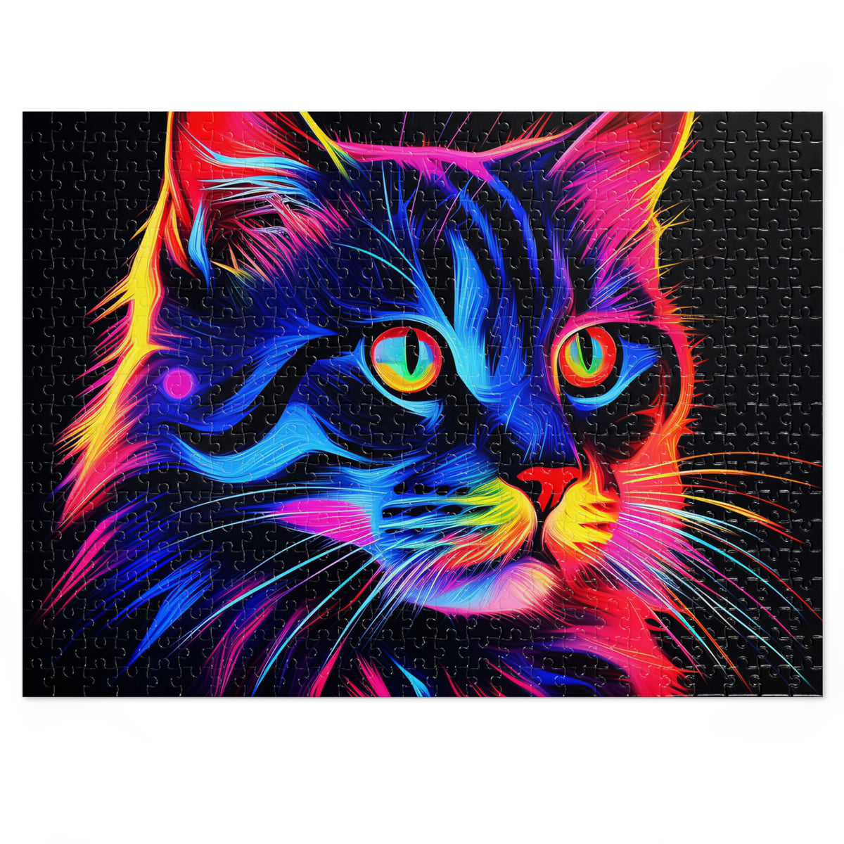 Neon Cat Jigsaw Puzzle with Tin – Neon Pop Art