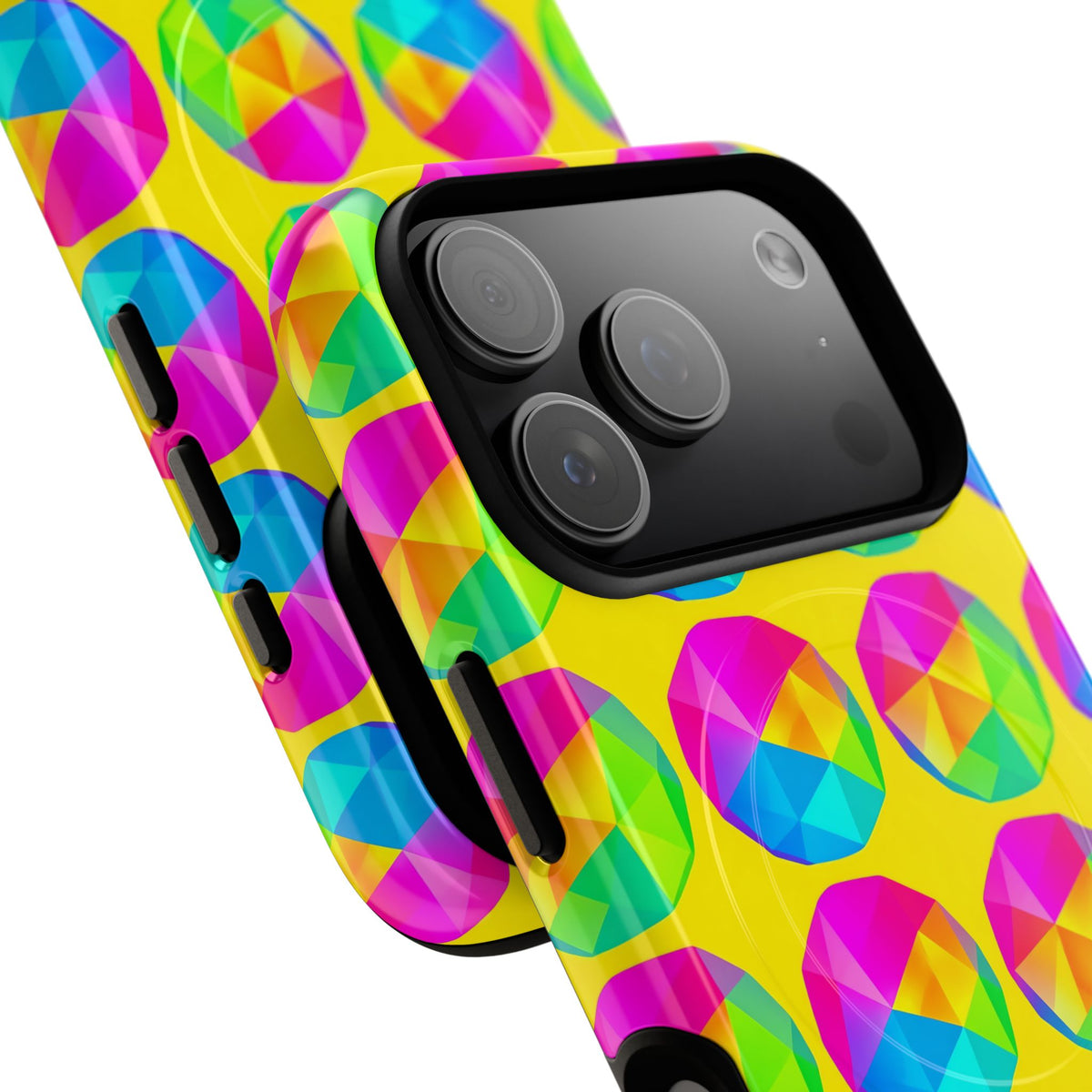 Holo Pebble Prisms Magnetic Tough iPhone Case – Iridescent Geometric Pattern