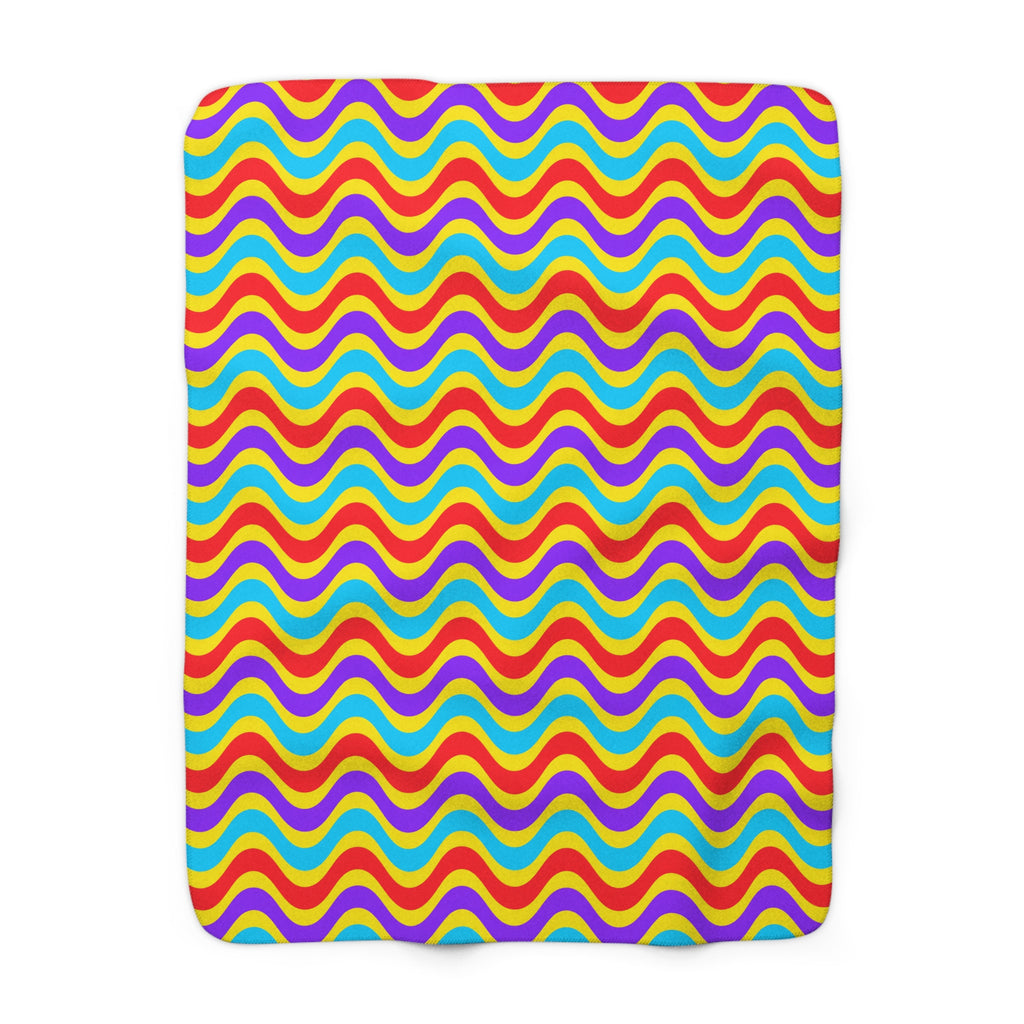 Wide Wave Interference Sherpa Fleece Blanket – Op-Art Waves Pattern
