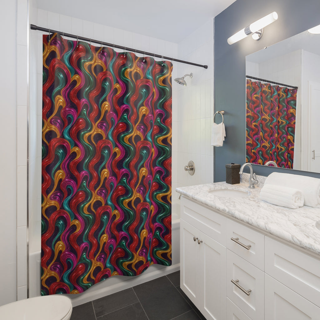 Molten Candy Ribbons Shower Curtain – Psychedelic Pop Pattern