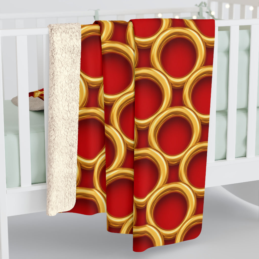 Big Gold Ring Weave Sherpa Fleece Blanket – Liquid Chrome Weave Pattern