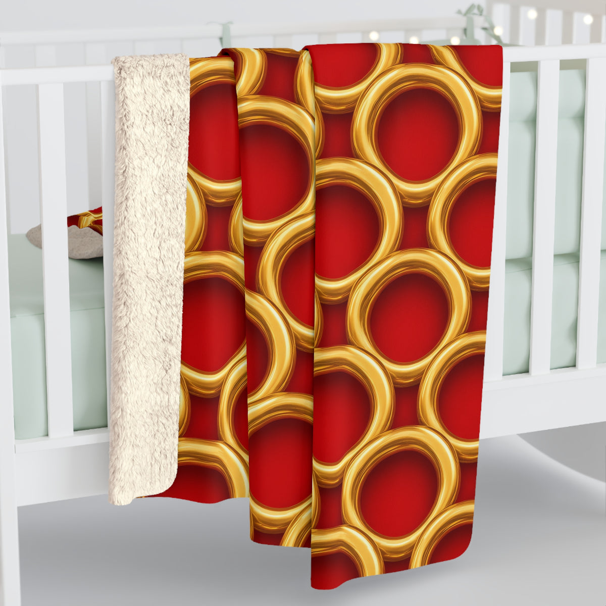 Big Gold Ring Weave Sherpa Fleece Blanket – Liquid Chrome Weave Pattern