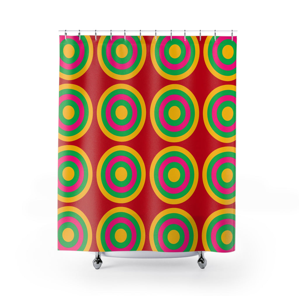 Mega Ring Grid Shower Curtain – Abstract Circles Pattern