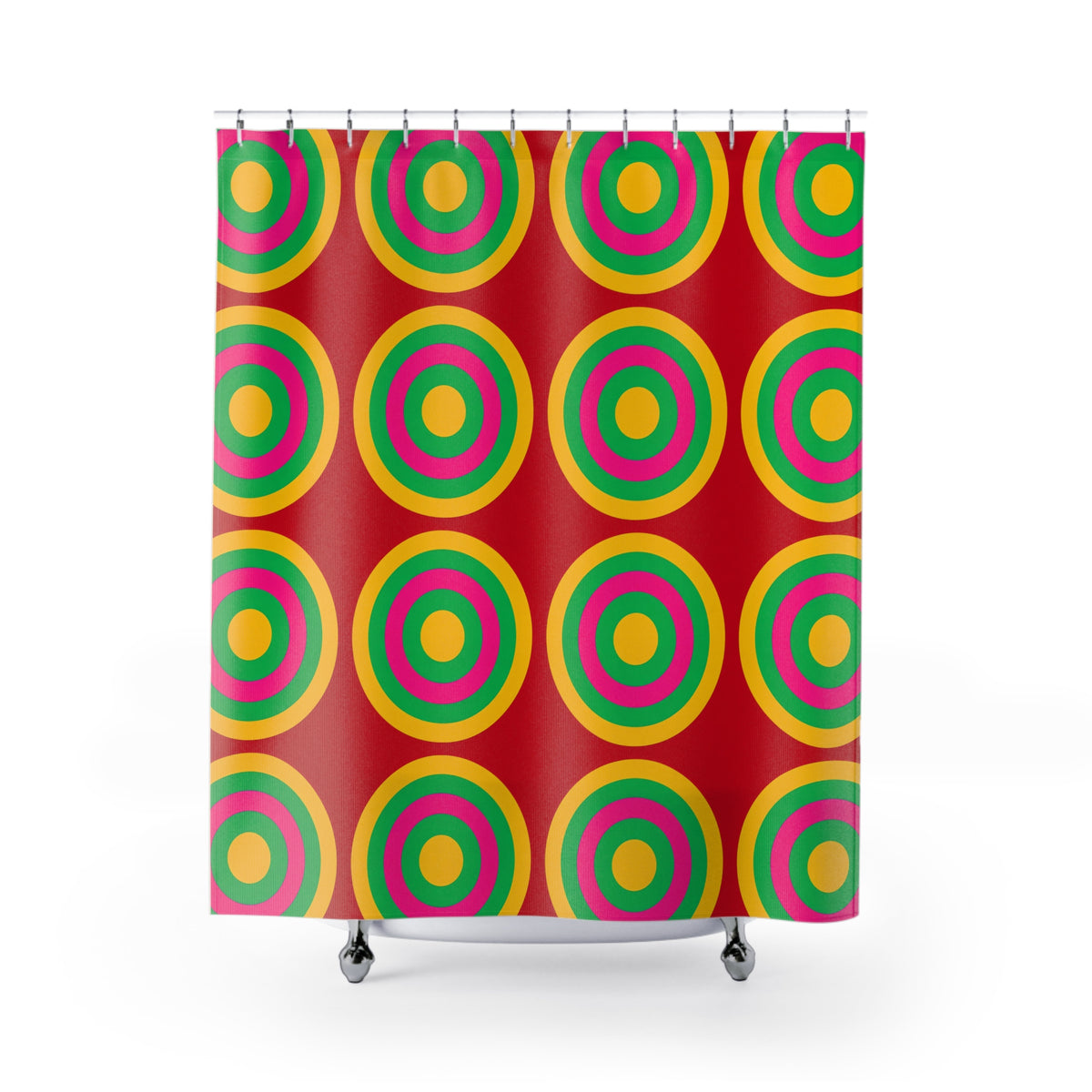 Mega Ring Grid Shower Curtain – Abstract Circles Pattern