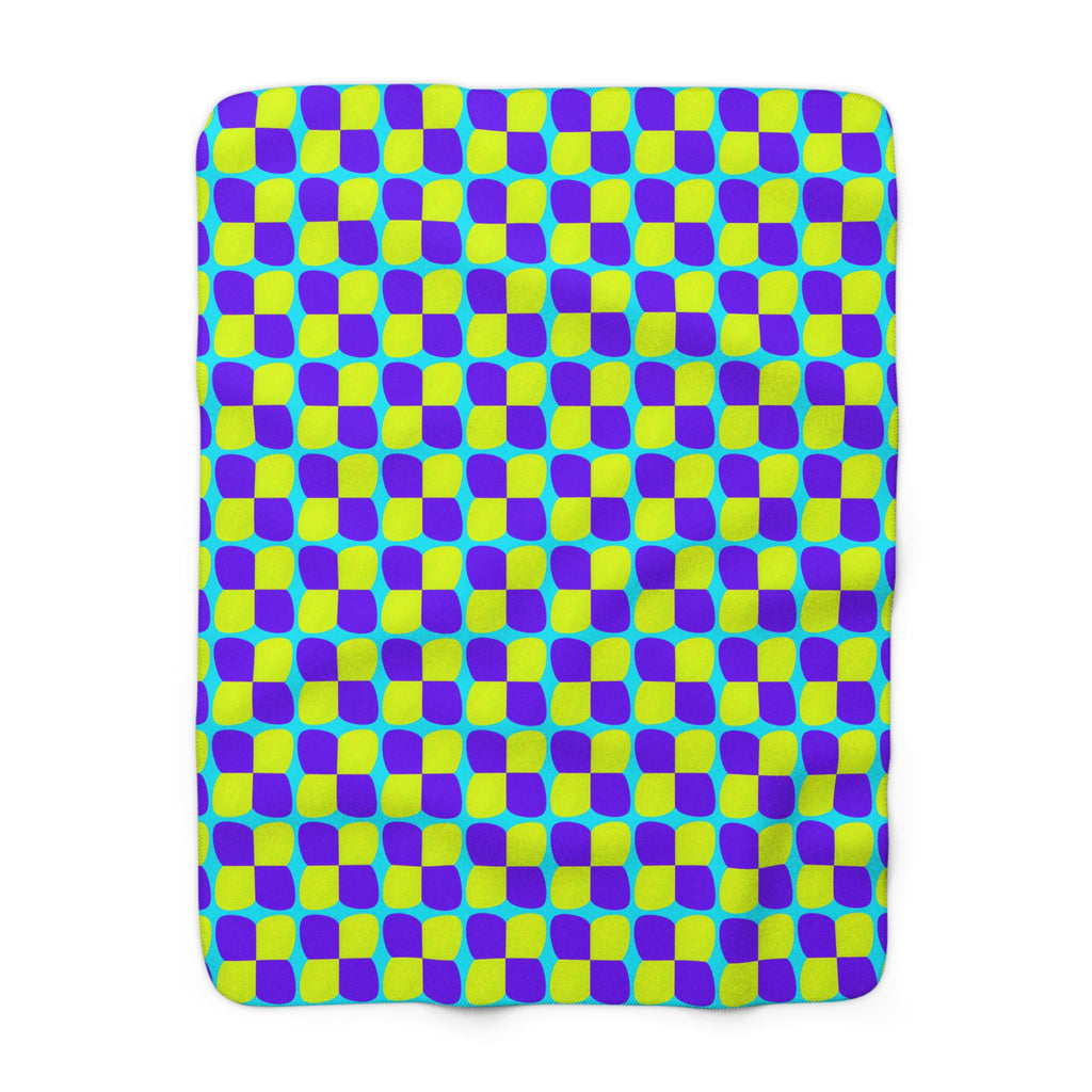 Bold Bulge Checker Sherpa Fleece Blanket – Op-Art Checker Pattern