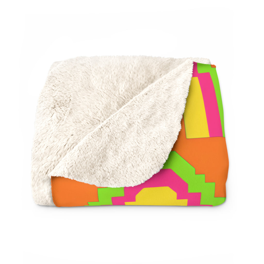 Grand Stepped Arches Sherpa Fleece Blanket – Hot Citrus Festive