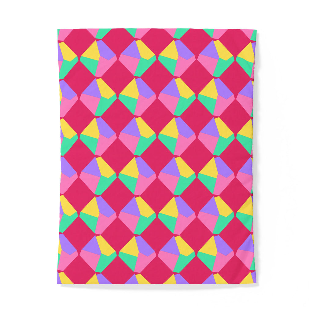 Grand Fractured Rhombus Cotton Duvet Cover – Candy Pop on Raspberry