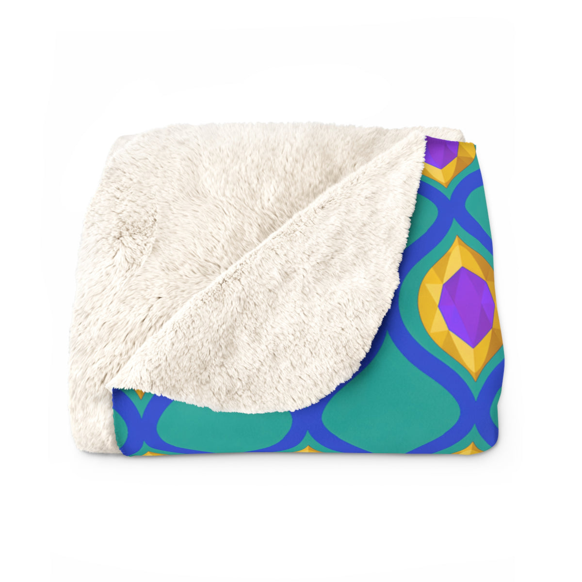 Grand Gold Ogee Lattice II Sherpa Fleece Blanket – Peacock Jewel