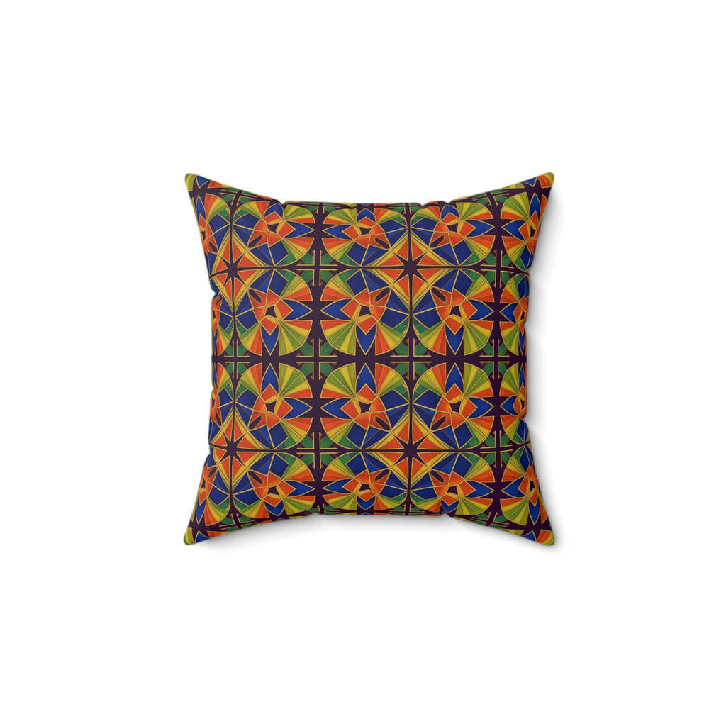 Kaleido Fan Quatrefoil Faux Suede Cushion – Kaleidoscopic Deco Pattern