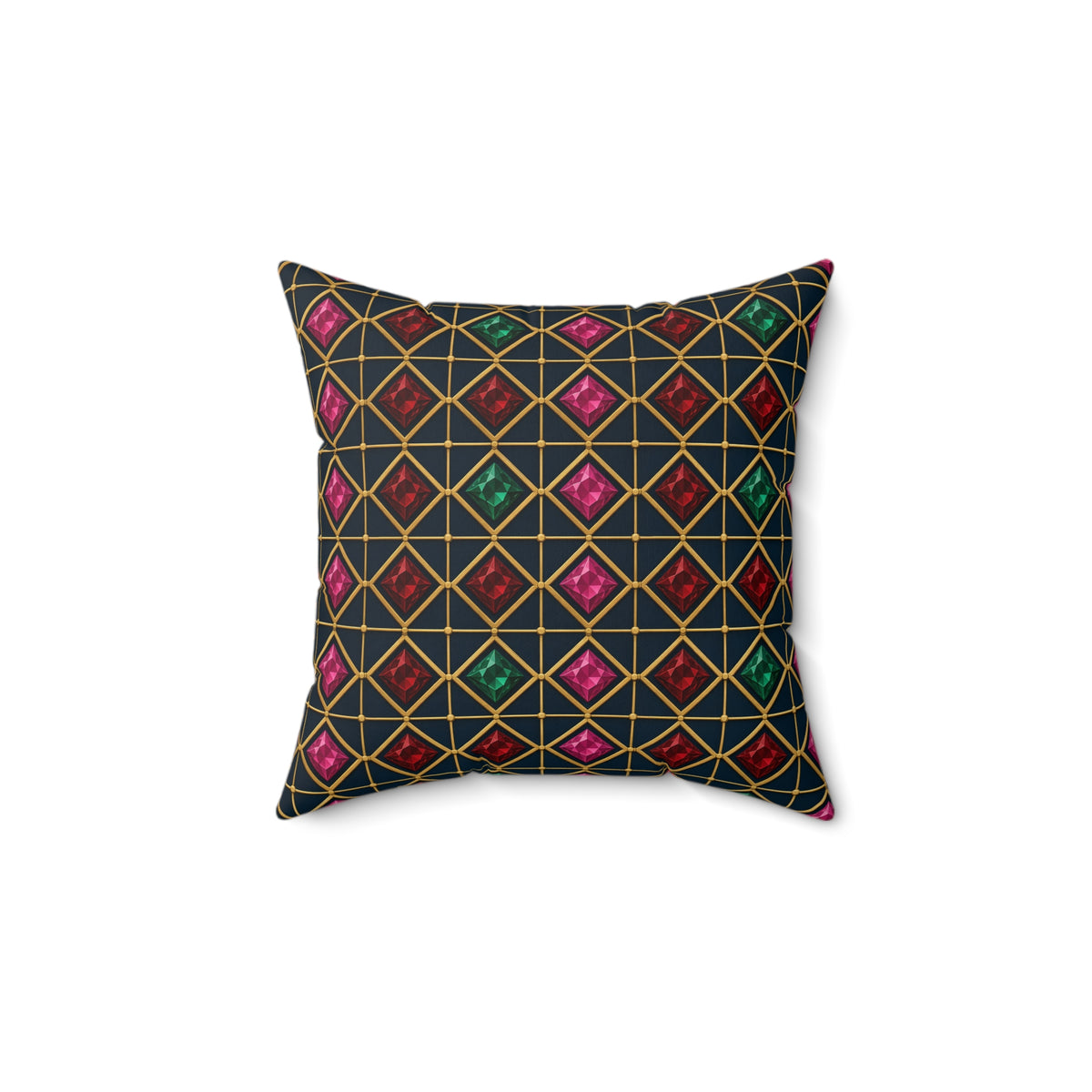 Gold Diamond Trellis Faux Suede Cushion – Art Deco Pattern