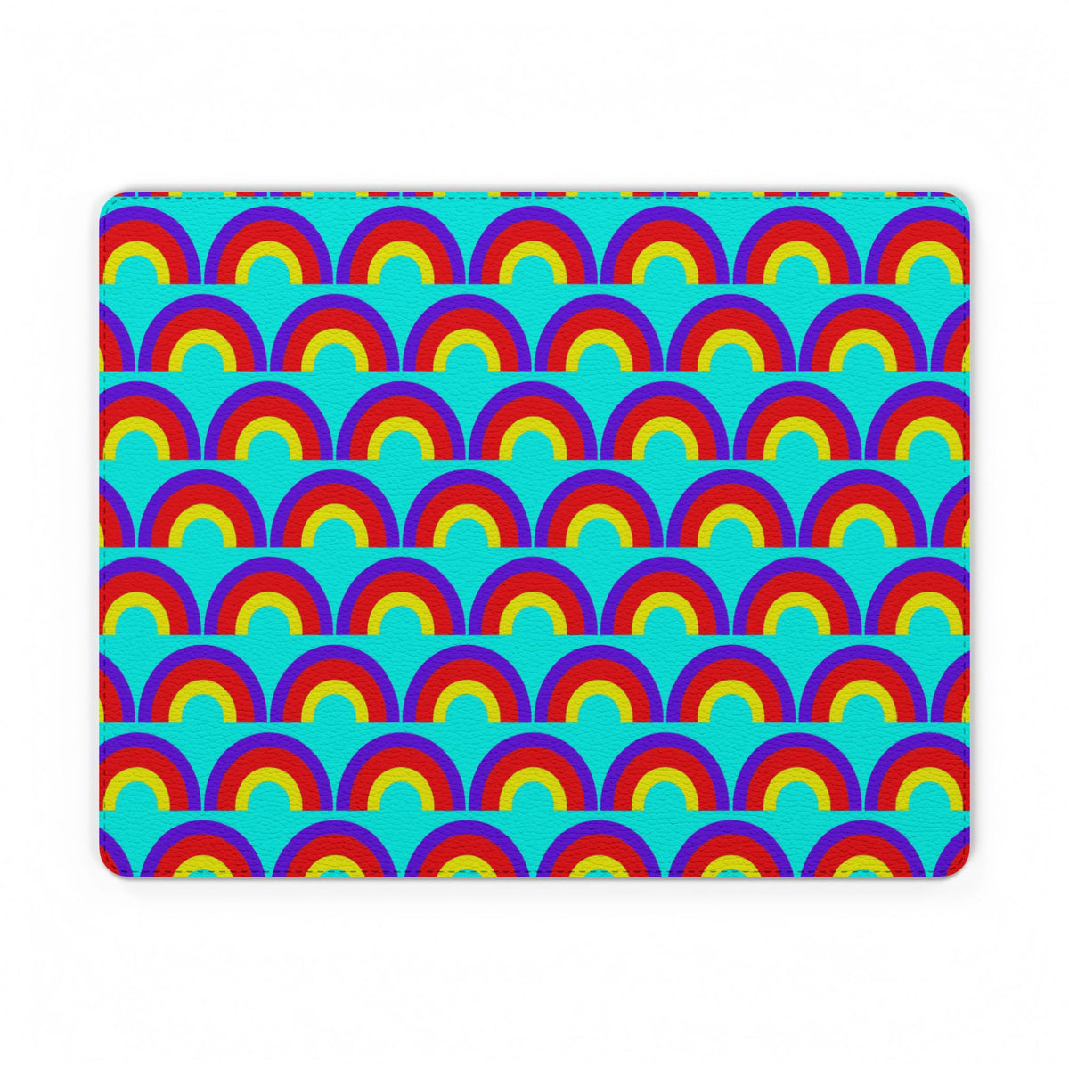 Chromatic Scallop Ripple Vegan Leather Mouse Mat – Op-Art Scallops Pattern