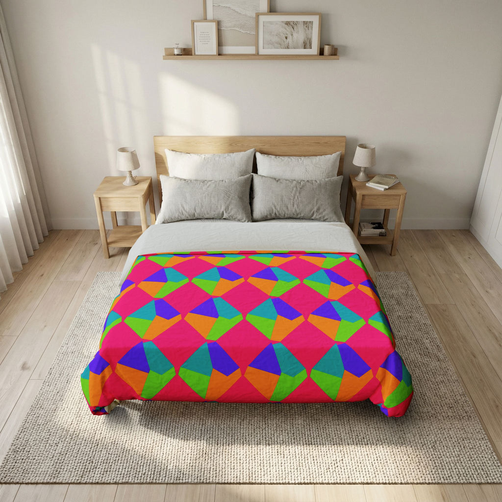 Grand Fractured Rhombus Cotton Duvet Cover – Tropical Punch