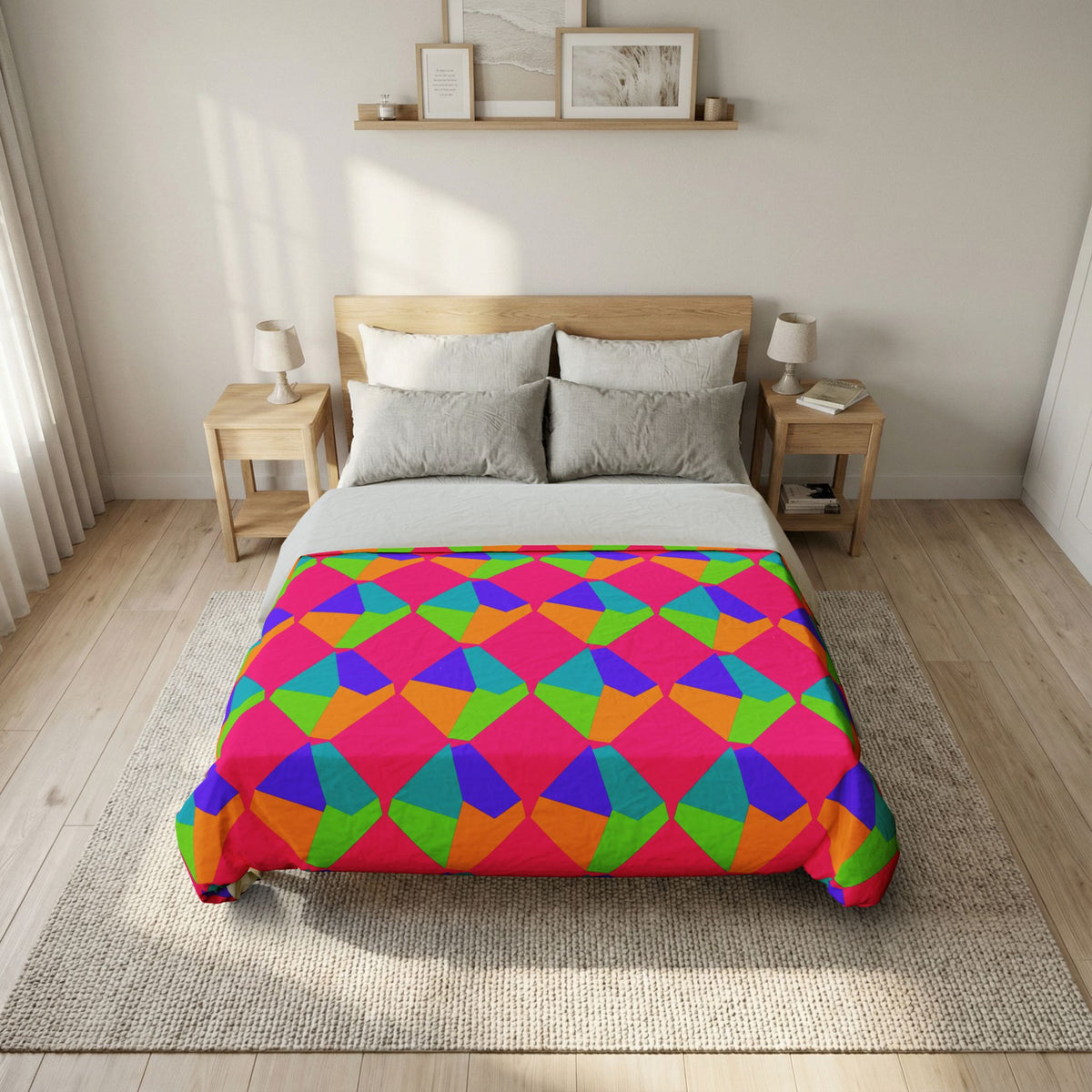 Grand Fractured Rhombus Cotton Duvet Cover – Tropical Punch