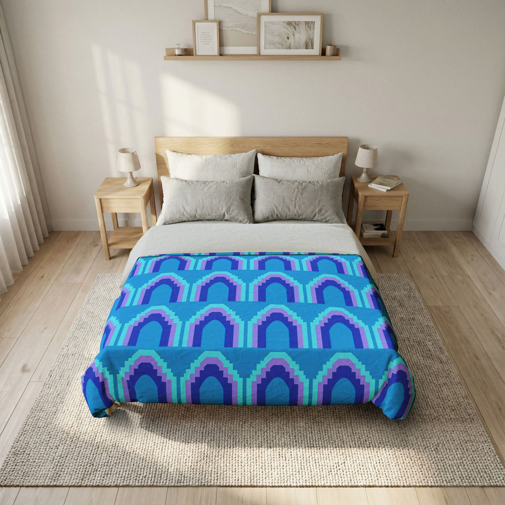 Grand Stepped Arches Cotton Duvet Cover – Ice Jewel