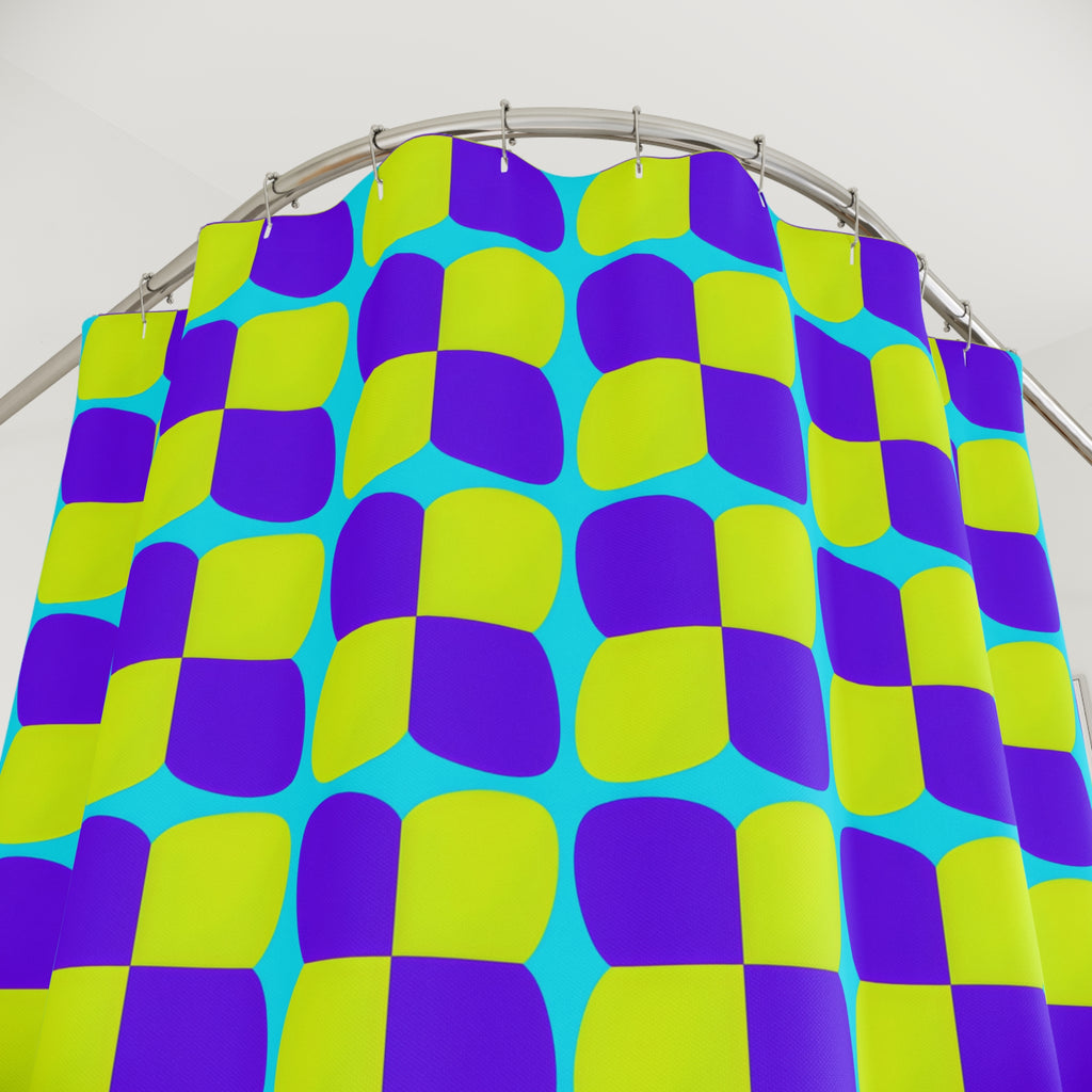 Bold Bulge Checker Shower Curtain – Op-Art Checker Pattern