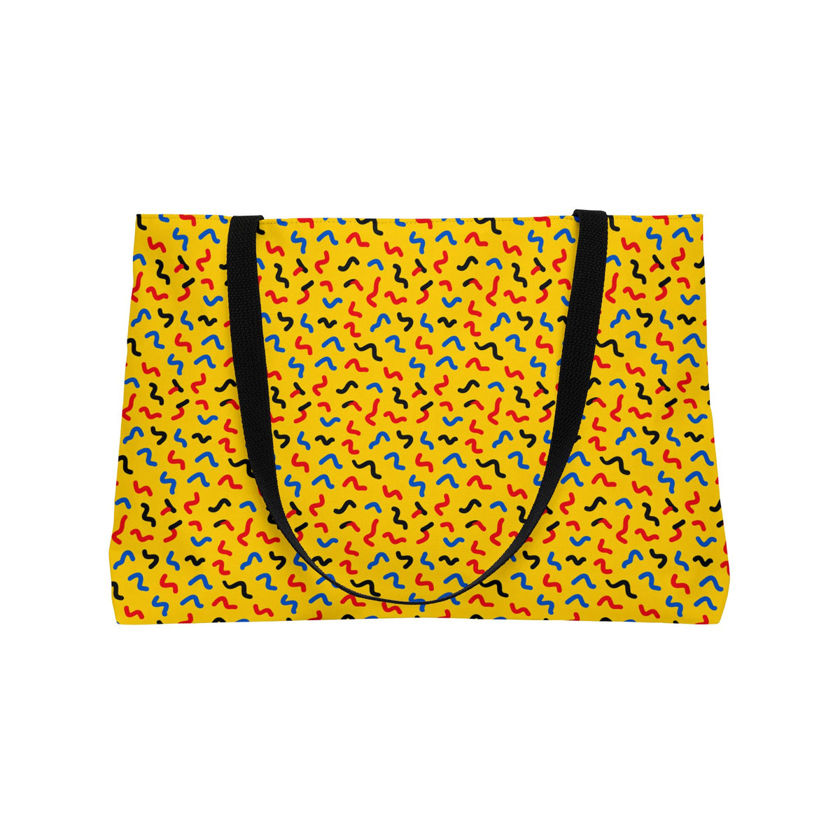 Squiggle Strokes Yellow Weekender Tote Bag – Bold Primary Abstract Pattern