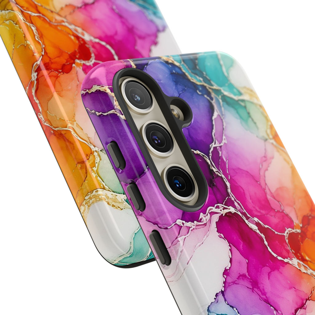 Rainbow Alcohol Ink Bloom Tough Phone Case