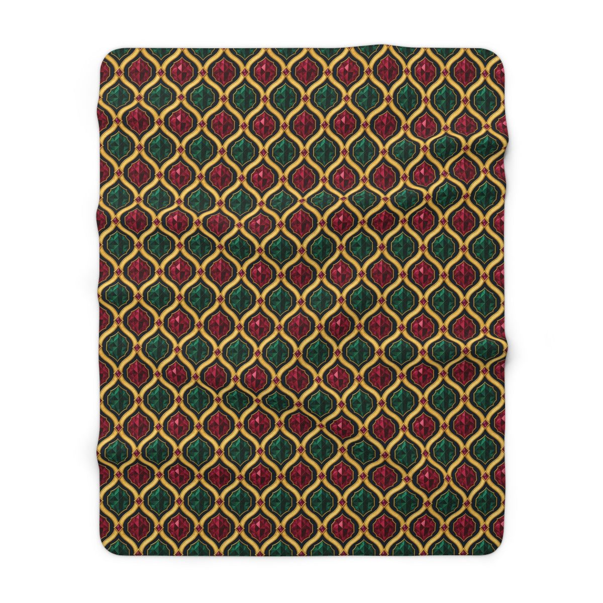 Radiant Gold Lattice Sherpa Fleece Blanket – Art Deco Pattern
