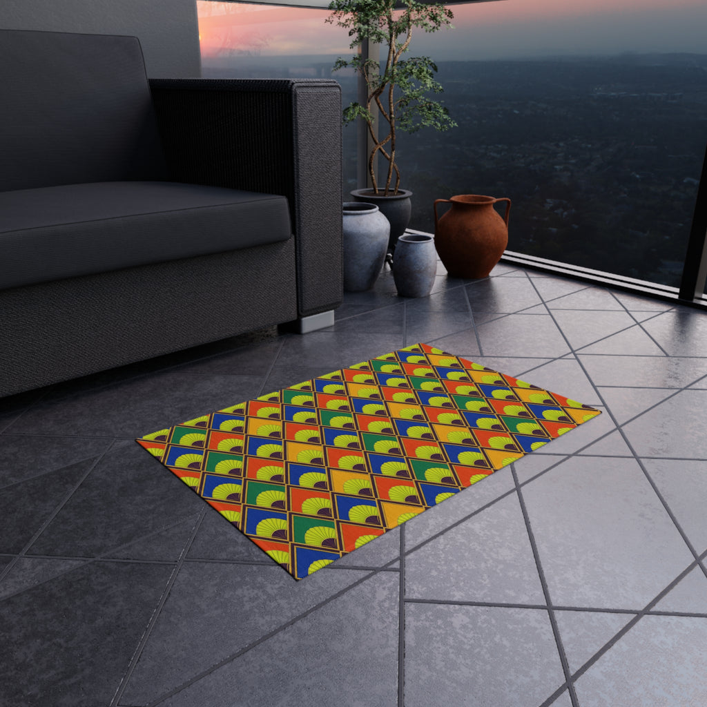 Fanfare Harlequin Outdoor Rug – Art Deco Geometric Pattern